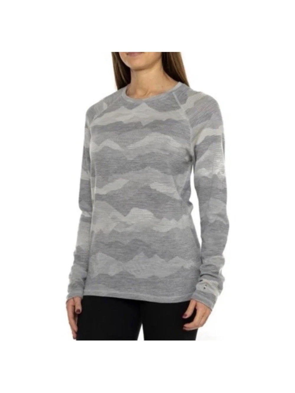 Smartwool Thermal Baselayer 250 Merino Wool Light Gray Mountain Pattern